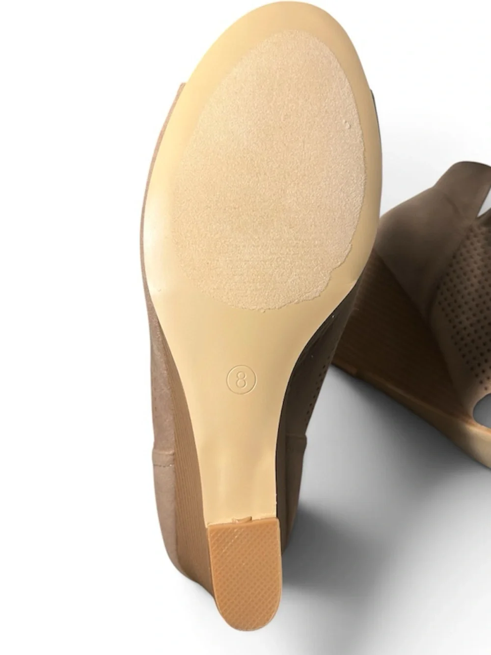 Journee Collection Taupe Mylee Wedge Peep-Toe Bootie Size 8